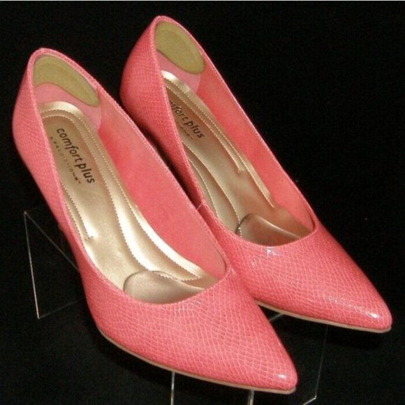 Comfort Plus by Predictions Janine pink pointed toe snake print heels 11 - Picture 2 of 11